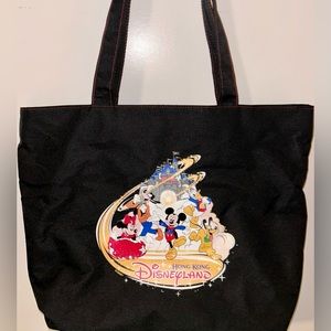 Vintage Hong Kong Disneyland Graphic Tote Bag with Attached Coin Purse, EUC.